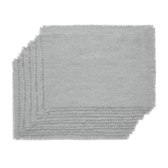 Burlap Dove Grey Placemat Set of 6 Fringed 13x19 - Picture 3 of 3